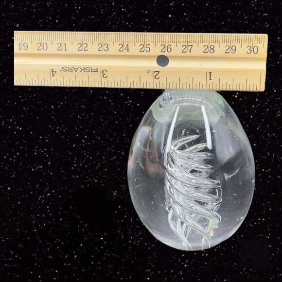 Clear Art Glass Paperweight Figurine With Swirls Inside Small Bubbles 3.5"T 2.5" - Picture 5 of 9